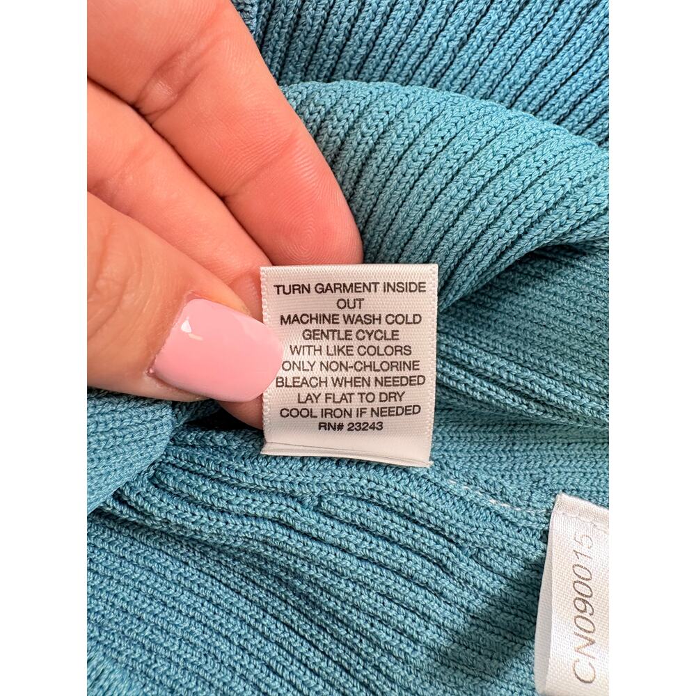 Romantic Feminine New York & Co Teal Off Shoulder Ribbed Sweater Night Out M NWT - Picture 15 of 15